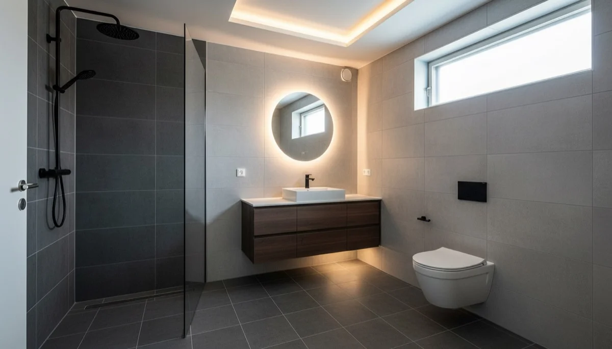 Kylpyhuone avattuna vedeneristystä varten